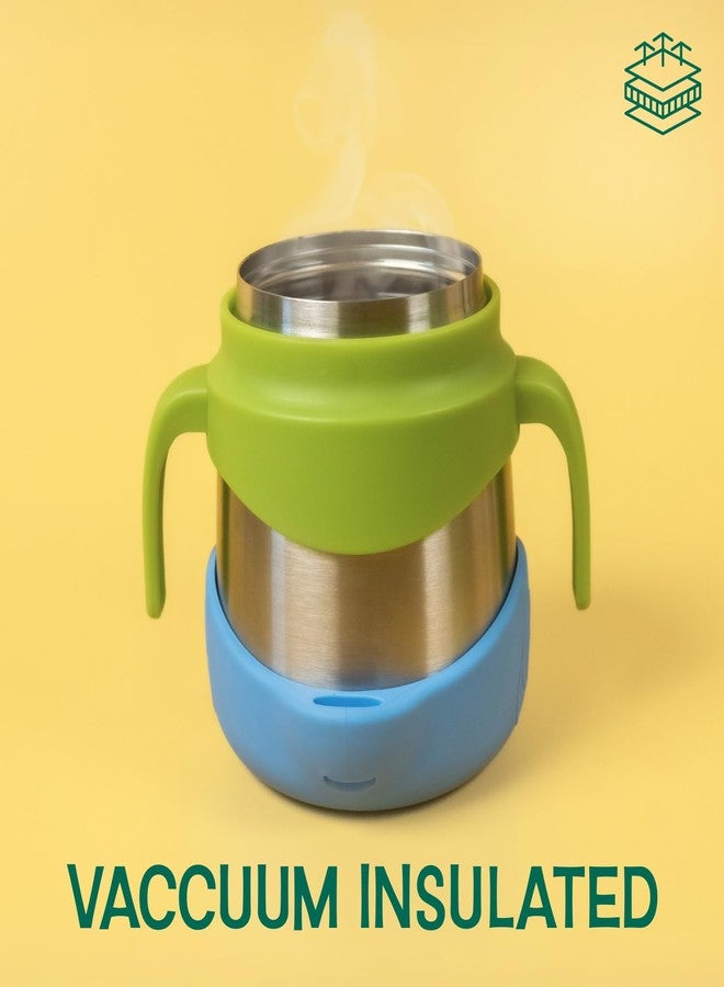 Basil ThermoTot Kids Insulated Food Jar 320ml | 304 Stainless Steel | BPA-Free | Double Wall Vacuum Lunch Box with Handle & Spork | Hot Cold Storage for School Travel Picnics - Blueberry - Image 2